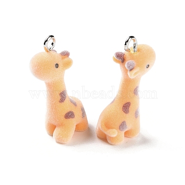 Animal Shape Flocky Resin Pendants(RESI-Q229-01J)-2