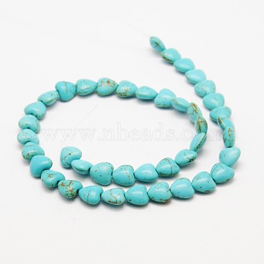 perles coeur turquoise synthétique brins(TURQ-I019-14mm-08)-2