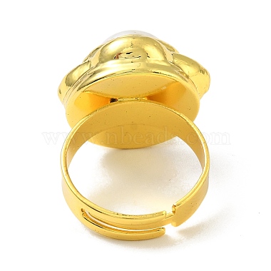 Регулируемое кольцо с цветком из натурального жемчуга(RJEW-F125-04G)-3