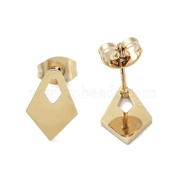 Pendientes de acero inoxidable con revestimiento al vacío de PVD 304 para mujer(EJEW-A048-09G)-2