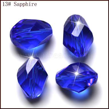 11mm Blue Bicone Glass Beads