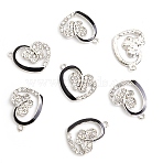 Alloy Rhinestone Pendants, with Enamel, Heart with Butterfly Charm, Platinum, 22.1x16.5mm(PW-WG74763-02)