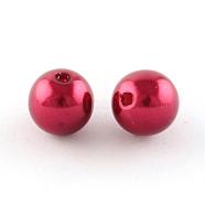ABS Plastic Imitation Pearl Round Beads, Red, 8mm, Hole: 2mm, about 1950pcs/500g(SACR-S074-8mm-A38)