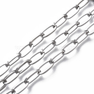 3.28 Feet 304 Stainless Steel Cable Chains, Unwelded, Flat Oval, Stainless Steel Color, 16x8x2mm(X-STAS-R112-013)