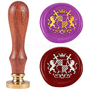 Wax Seal Stamp Set, Sealing Wax Stamp Solid Brass Head,  with Wood Handle, for Envelopes Invitations, Gift Card, Double Lions with Crown, 83x22mm(AJEW-WH0208-1440)