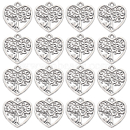 100Pcs Tibetan Style Alloy Pendants, Heart with Tree of Life, Cadmium Free & Lead Free, Antique Silver, 18x17x1mm, Hole: 1mm(FIND-SC0005-68)