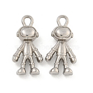 Non-Tarnish 304 Stainless Steel Pendants, Robot Charm, Stainless Steel Color, 23.5x11.5x6mm, Hole: 2.5mm(STAS-I307-541P)