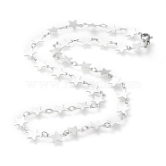 304 Stainless Steel Link Chain Necklaces, with Lobster Claw Clasps, Star, Stainless Steel Color, 16.53 inch~16.73 inch(42~42.5cm)(X-STAS-I156-26P)