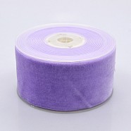 Polyester Velvet Ribbon for Gift Packing and Festival Decoration, Lilac, 2 inch(50mm), about 20yards/roll(18.29m/roll)(SRIB-M001-50mm-430)