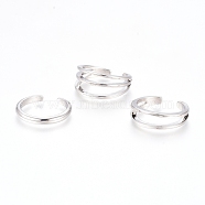 Brass Cuff Toe Rings, Stackable Rings, Mixed Style, Platinum, US Size 3(14mm), 3pcs/set(RJEW-G100-05P)