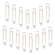 Planner Charms, Iron Long Paper Clips, with ABS Plastic Imitation Pearl Beads, Platinum, 55~56mm(AJEW-AB00041-01)