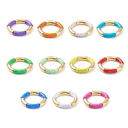 11Pcs 11 Color Imitation Gemstone Acrylic & CCB Plastic Curved Tube Chunky Stretch Bracelets Set for Women, Mixed Color, Inner Diameter: 2 inch(5.1cm), 1Pc/color(BJEW-JB08137)