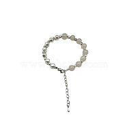 Natural Rose Quartz Round Beaded Bracelet, Platinum, 7-1/8~9-1/8 inch(18~23cm)(NC1314-09)