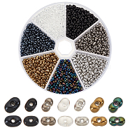 Elite about 1770pcs 7 Colors Opaque Glass Seed Beads, Peanut, Mixed Color, 3.5~4x2~2.5x2~2.3mm, Hole: 0.8mm, about 10g/color(SEED-PH0002-23)