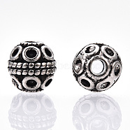 Tibetan Style Alloy Beads, Round, Cadmium Free & Nickel Free & Lead Free, Antique Silver, 8x8mm, Hole: 2mm, about 780pcs/1000g(TIBE-Q063-120AS-NR)