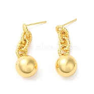 Rack Plating Brass Stud Earrings, Long-Lasting Plated, Lead Free & Cadmium Free, Round, Golden, 35x11.5mm(EJEW-U012-05G)