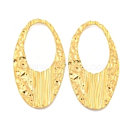 Ion Plating(IP) 304 Stainless Steel Pendants, Textured, Oval Charm, Real 18K Gold Plated, 40x21x2mm, Hole: 23x13mm(STAS-P365-12G)