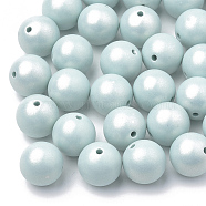 Spray Painted Style Acrylic Beads, Rubberized, Round, Pale Turquoise, 10mm, Hole: 1.5mm, about 950pcs/500g(MACR-T010-10mm-02)