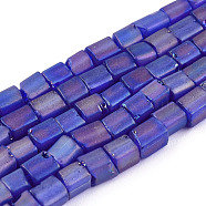 Transparent Frosted Glass Bead Strands, Rectangle, Dark Slate Blue, 3~8.5x3.5~4x3.5~4mm, Hole: 1.2mm, about 96~101pcs/strand, 15.16 inch~15.55 inch(38.5~39.5cm)(GLAA-N047-08-B02)