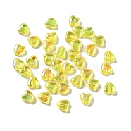 Eco-friendly Transparnt Plastic Beads, AB Colored, Heart, Yellow, 6x6x3mm, Hole: 1.2mm, about 8300pcs/500g(KY-D014-01B)