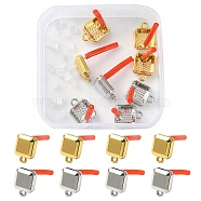 8Pcs 2 Color Rack Plating Alloy Square Stud Earring Findings, with 925 Sterling Silver Pins and Horizontal Loops, Cadmium Free & Lead Free, Square, with 20Pcs Plastic Ear Nuts, Platinum & Golden, 13x10x4mm, Hole: 1.6mm, Pin: 0.6mm, 4Pcs/color(FIND-YW0003-80)