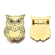201 Stainless Steel Owl Lapel Pin, Animal Badge for Backpack Clothes, Nickel Free & Lead Free, Golden, 45x32x7mm, Pin: 0.7mm(JEWB-N007-120G)