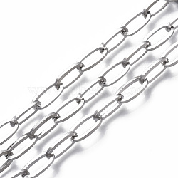 3.28 Feet 304 Stainless Steel Cable Chains, Unwelded, Flat Oval, Stainless Steel Color, 16x8x2mm(X-STAS-R112-013)