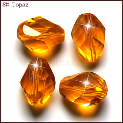 K9 Glass, Imitation Austrian Crystal Beads, Grade AAA, Faceted, Bicone, Orange, 8x10.5mm, Hole: 0.9~1mm(SWAR-F077-11x8mm-08)