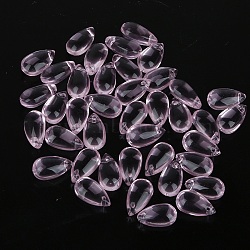 5Pcs Transparent Glass Beads, Top Drilled, Teardrop, Flamingo, 14x8mm, Hole: 1mm(GLAA-PW0001-25R)