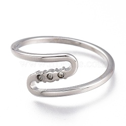 304 Stainless Steel Finger Rings, with Clear Cubic Zirconia, Stainless Steel Color, US Size 6~9, Inner Diameter: 16~19mm(RJEW-F110-12P)