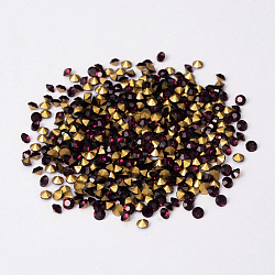 Back Plated Grade A Diamond Glass Pointed Rhinestone, Amethyst, 1.9~2mm, about 1440pcs/bag(RGLA-SS6-016-01)