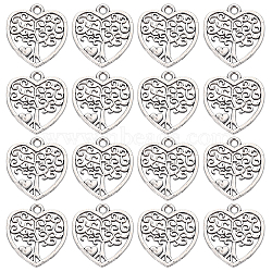 100Pcs Tibetan Style Alloy Pendants, Heart with Tree of Life, Cadmium Free & Lead Free, Antique Silver, 18x17x1mm, Hole: 1mm(FIND-SC0005-68)