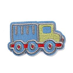 Computerized Embroidery Cloth Iron on/Sew on Patches, Costume Accessories, Truck, Light Sky Blue, 29x50x1.5mm(DIY-L031-070)