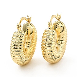 Brass Croissant Chunky Hoop Earrings for Women, Cadmium Free & Lead Free, Real 18K Gold Plated, 25x8.3mm, Pin: 0.7x1.1mm(X-KK-D080-16G-02)