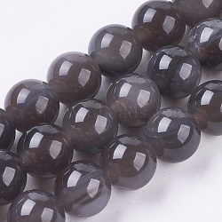 Natural Ice Obsidian Beads Strands, Round, 10mm, Hole: 1mm, about 36pcs/strand, 15 inch(G-E468-D01-10mm)
