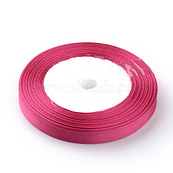 High Dense Single Face Satin Ribbon, Polyester Ribbons, Deep Pink, 1/4 inch(6~7mm), about 25yards/roll, 10rolls/group, about 250yards/group(228.6m/group)(SRIB-Q009-6mm-130)