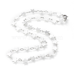 Non-Tarnish 304 Stainless Steel Link Chain Necklaces, with Lobster Claw Clasps, Star, Stainless Steel Color, 16.53 inch~16.73 inch(42~42.5cm)(X-STAS-I156-26P)