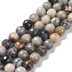 Natural Picasso Jasper Bead Strands, Faceted(128 Facets), Round, 8mm, Hole: 1.2mm, about 48pcs/strand, 15.16''(38.5cm)(G-E571-17A)