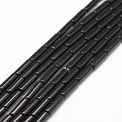 Natural Black Onyx Beads Strands, Grade A, Dyed & Heated, Column, 13x4mm, Hole: 1mm, about 29pcs/strand, 15.16 inch~15.35 inch(X-G-P161-38-13x4mm)