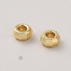 Rack Plating Brass Spacer Beads, Long-Lasting Plated, Faceted Rondelle, Real 18K Gold Plated, 3x1.5mm, Hole: 1mm(KK-F859-09G)