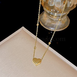 Titanium Steel Cable Chain Necklaces, Pendant Necklaces, Heart,  8.27~19.69 inch(21~50cm)(FS-WG30730-15)