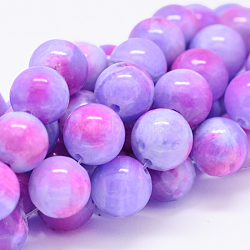 Natural Persian Jade Beads Strands, Dyed, Round, Medium Orchid, 8mm, Hole: 1.2~1.5mm, about 50pcs/strand, 16 inch(X-G-D434-8mm-19)