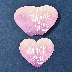 Coated Paper Thank You Greeting Card, Heart with Word Thank You Pattern, for Thanksgiving Day, Hot Pink, 60x70x0.3mm, Hole: 4mm, 30pcs/bag(DIY-FS0007-76A)