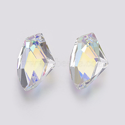 K9 Glass Rhinestone Pendants, Imitation Austrian Crystal, Faceted, Crystal AB, 26~27x16x8.5~10mm, Hole: 1.2~1.6mm(X-GLAA-K034-D01)