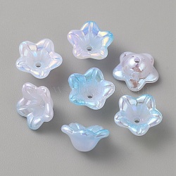 Opaque Acrylic Bead Caps, Flower, 5-Petal, Deep Sky Blue, 12x12x6mm, Hole: 1.5mm(SACR-TAC0007-02A)