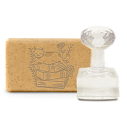 Plastic Stamps, DIY Soap Molds Supplies, Square, Cat Pattern, 38x38mm(DIY-WH0350-051)