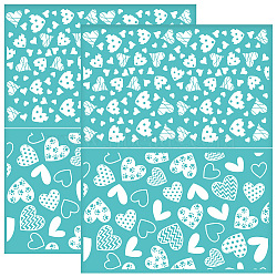 Self-Adhesive Silk Screen Printing Stencil, for Painting on Wood, DIY Decoration T-Shirt Fabric, Turquoise, Heart, 280x220mm(DIY-WH0338-206)