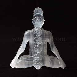 Seven Chakras Selenite Feng Shui Home Decoration, Human, White, 108x98mm(PW-WG84093-01)