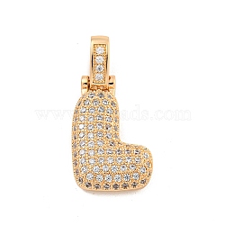 Brass Micro Pave Clear Cubic Zirconia Pendants, Real 18K Gold Plated, Letter L, 31x15x5mm, Hole: 3x6mm(KK-B099-01G-L)