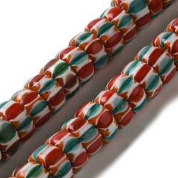 Handmade Lampwork Beads, Rondelle, Orange Red, 7~11x7~9mm, Hole: 1.2mm, about 57~72pcs/strand, 24.02~24.41''(61~62cm)(LAMP-B023-06B-04)